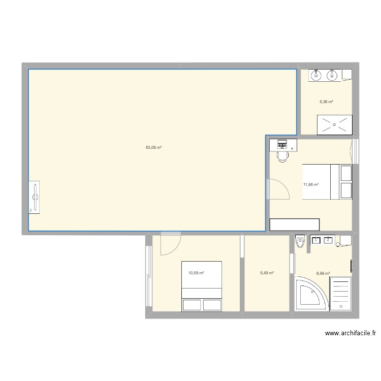Maison Plan 1. Plan de 6 pièces et 103 m2