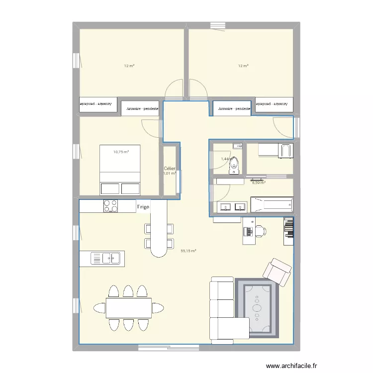 Appartement T4. Plan de 