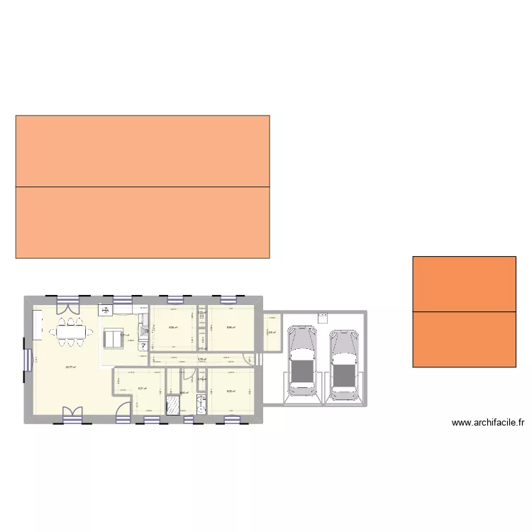 rty. Plan de 22  et 328 m²