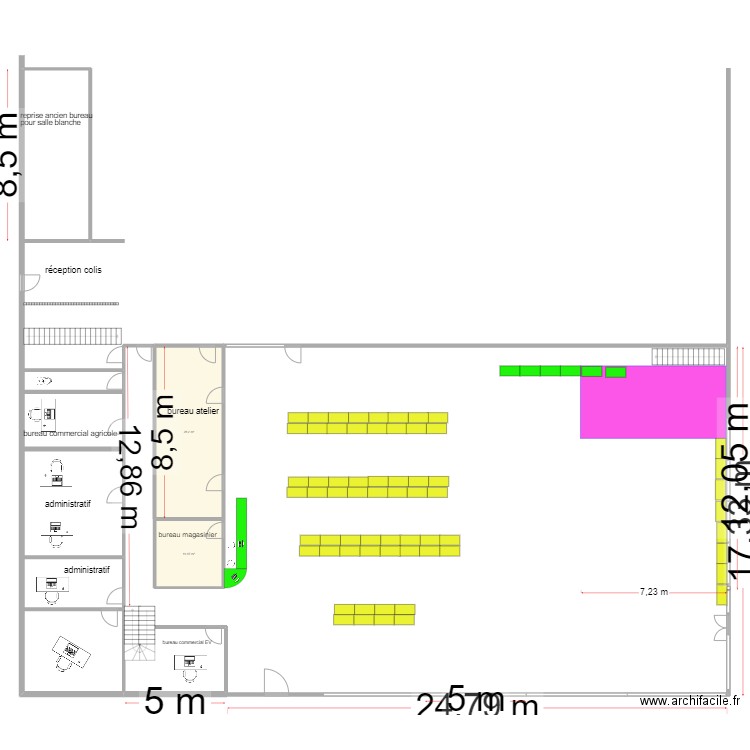 ETS RUDOLPH  FL  V1 DUPLIQUE. Plan de 2 pièces et 39 m2