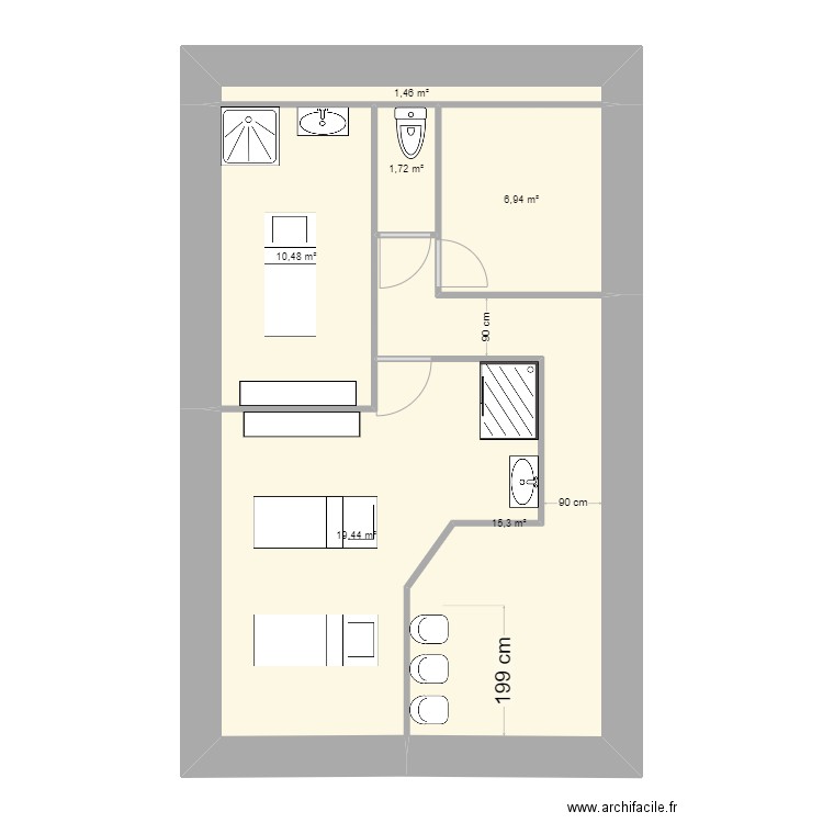 Institut MFB version 2. Plan de 6 pièces et 55 m2