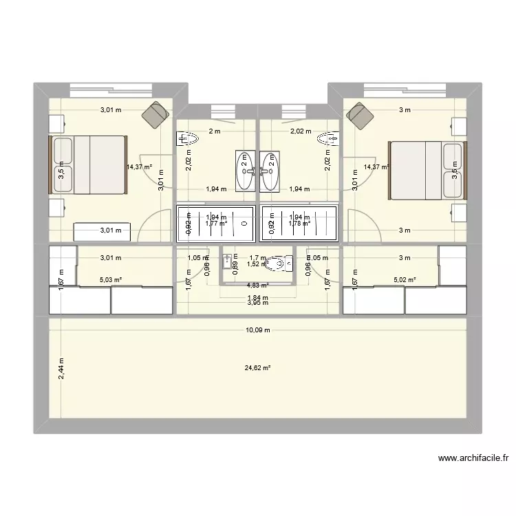 ilots. Plan de 9 Pièces et 73 m²