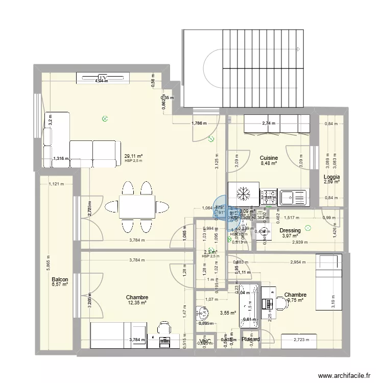 Appartement avant travaux. Plan de 14  et 81 m²