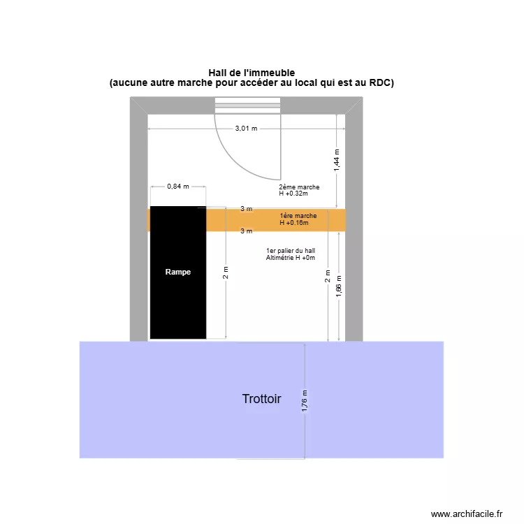 schéma hall avec mesures. Plan de schéma hall avec mesures. Plan de