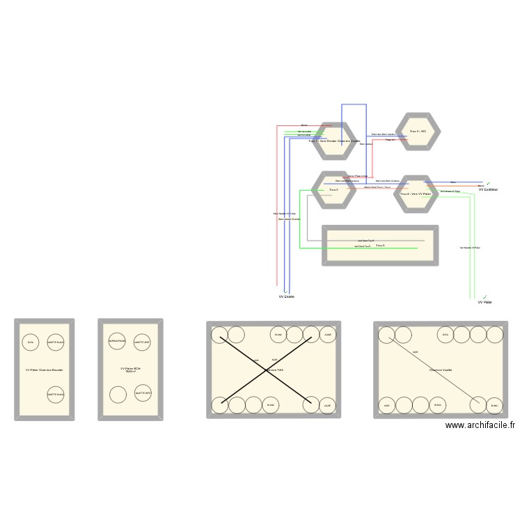 Bloc Porte entrée. Plan de 9 pièces et 138 m2