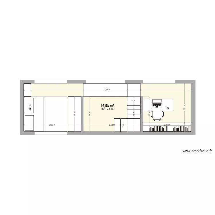 Tiny house &eacute;tage quater. Plan de 1 pièce et 17 m²