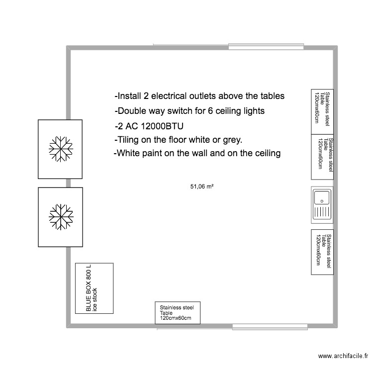 China packing. Plan de 1 pièce et 51 m2