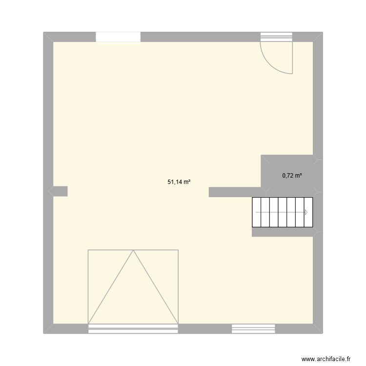 Sous sol Léa. Plan de 2 pièces et 52 m2