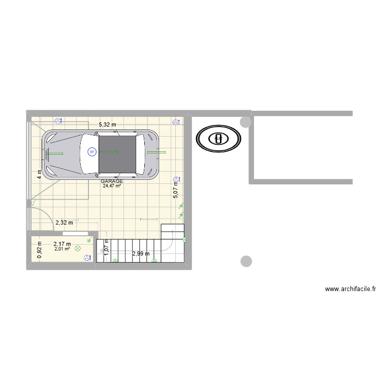 RDC TOKOIN. Plan de 2 pièces et 26 m2