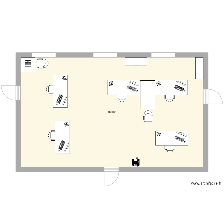 TTR. Plan de 1 pièce et 60 m2