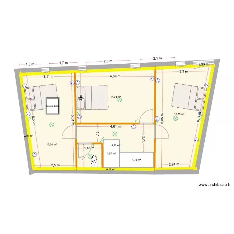 CHERBONNEAU. Plan de 9 Pièces et 61 m² CHERBONNEAU. Plan de 9 Pièces et 61 m²