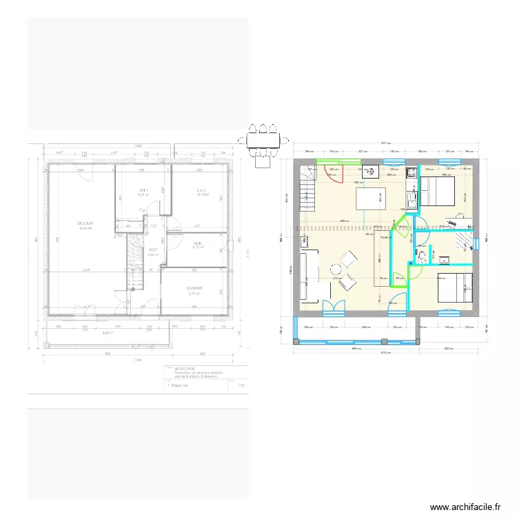 Pied de la Ch&egrave;vre Projet V. Plan de 