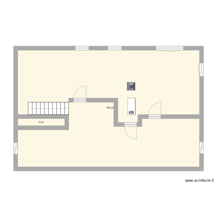 Sous sol. Plan de 2 pièces et 83 m2