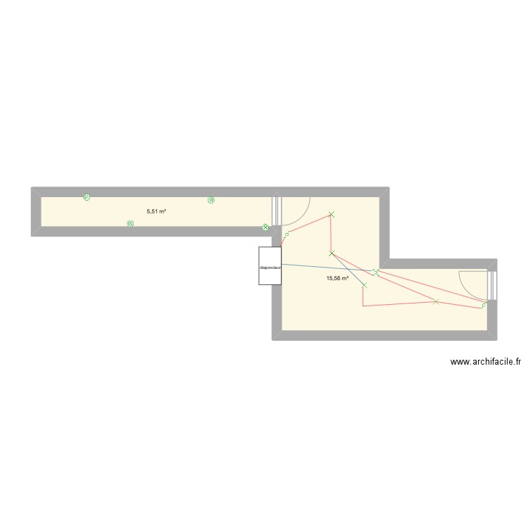 maison. Plan de 2 pièces et 21 m2