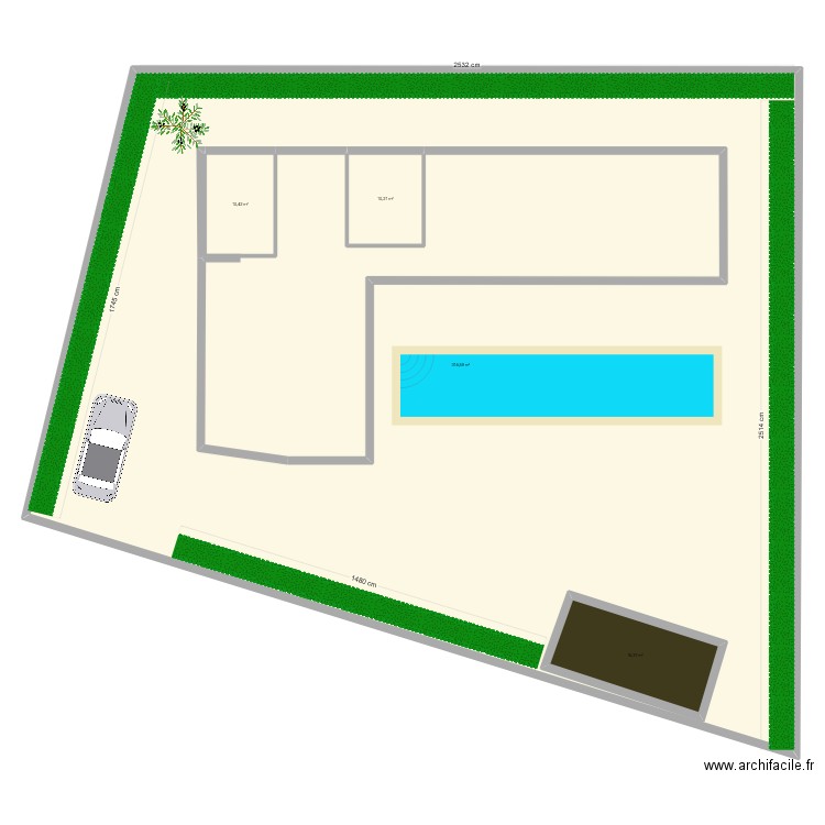 Plan Extérieur. Plan de 4 pièces et 643 m2