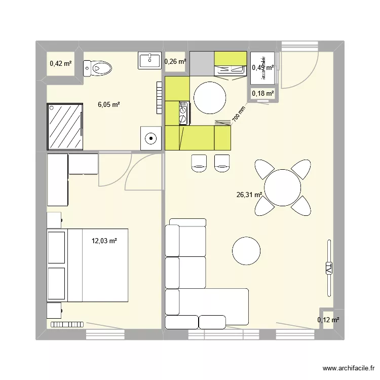 appart moussa. Plan de 8  et 46 m²