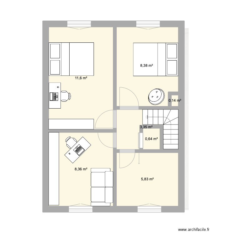 Maison Pegomas R+1. Plan de 7 pièces et 38 m2