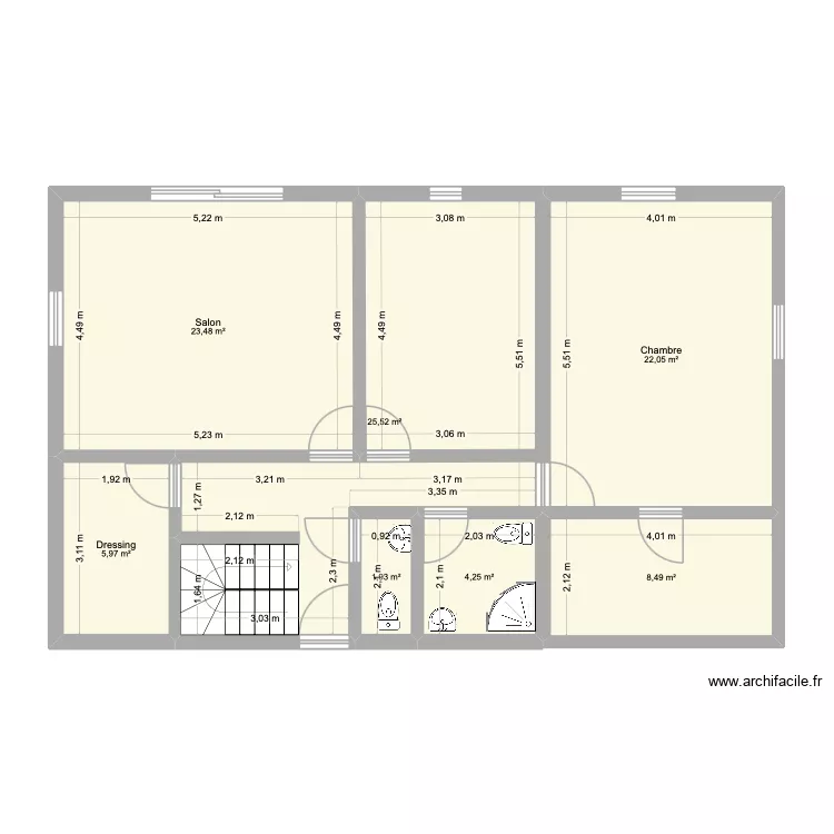 plan gozeli RDC. Plan de 7  et 92 m²