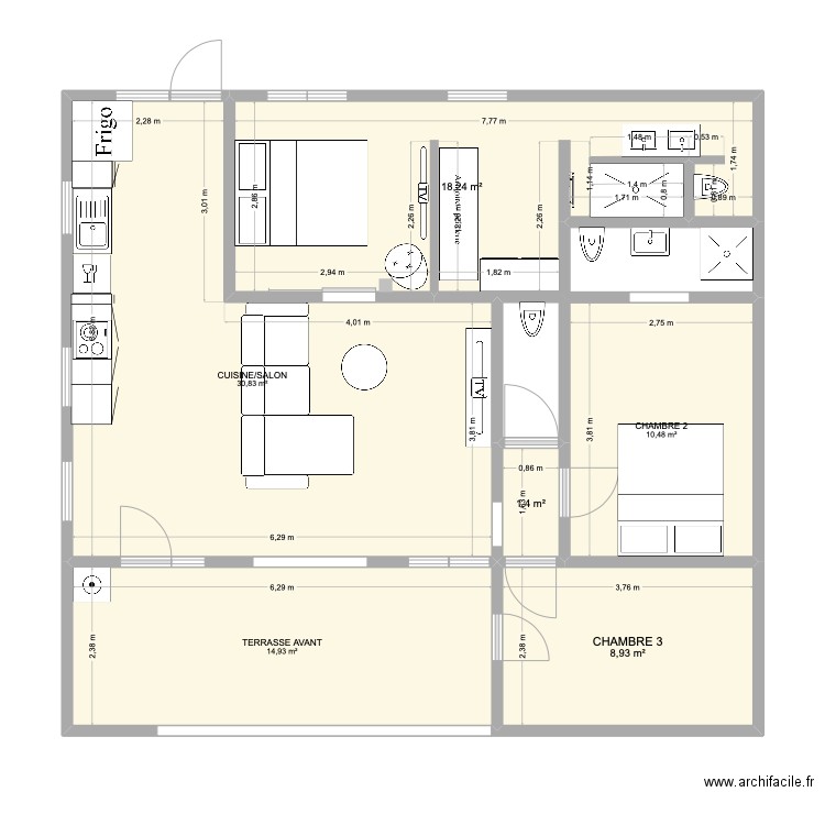 Maison +++. Plan de 6 pièces et 85 m2