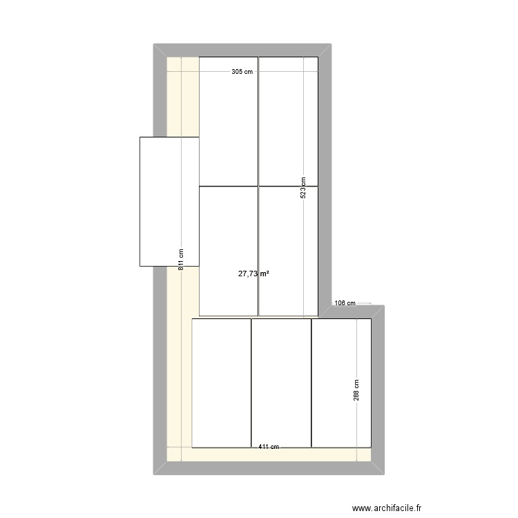 Placo plume plafond. Plan de 1 pièce et 28 m2