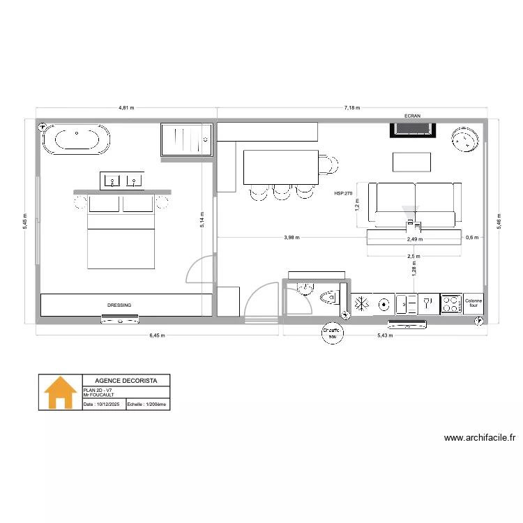 2D_V7_PAUL. Plan de 1  et 61 m²