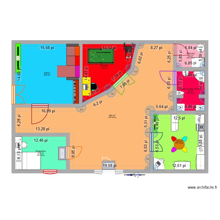 maison. Plan de 7 pièces et 122 m2