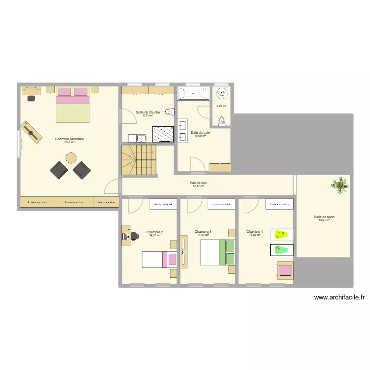 Embourg 1er avec meubles. Plan de 