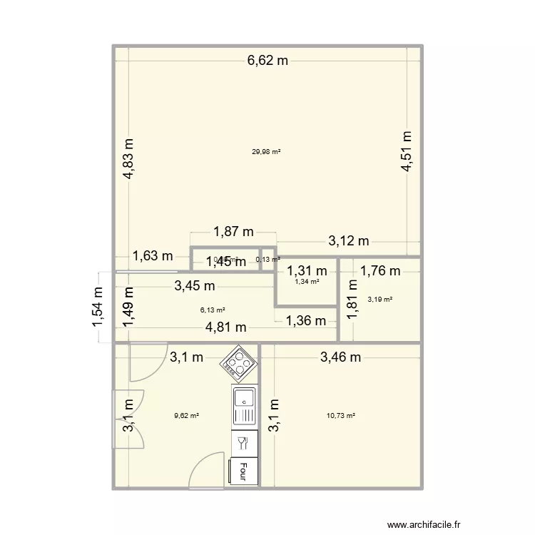 Saint martin projet. Plan de 8 pièces et 62 m²