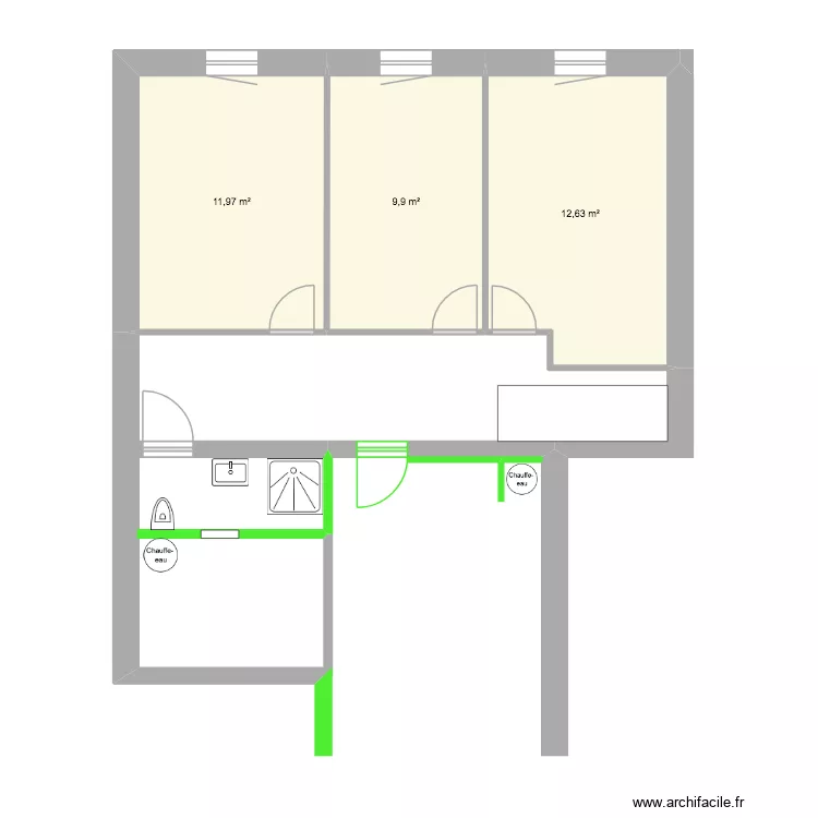 etage. Plan de 3  et 35 m²