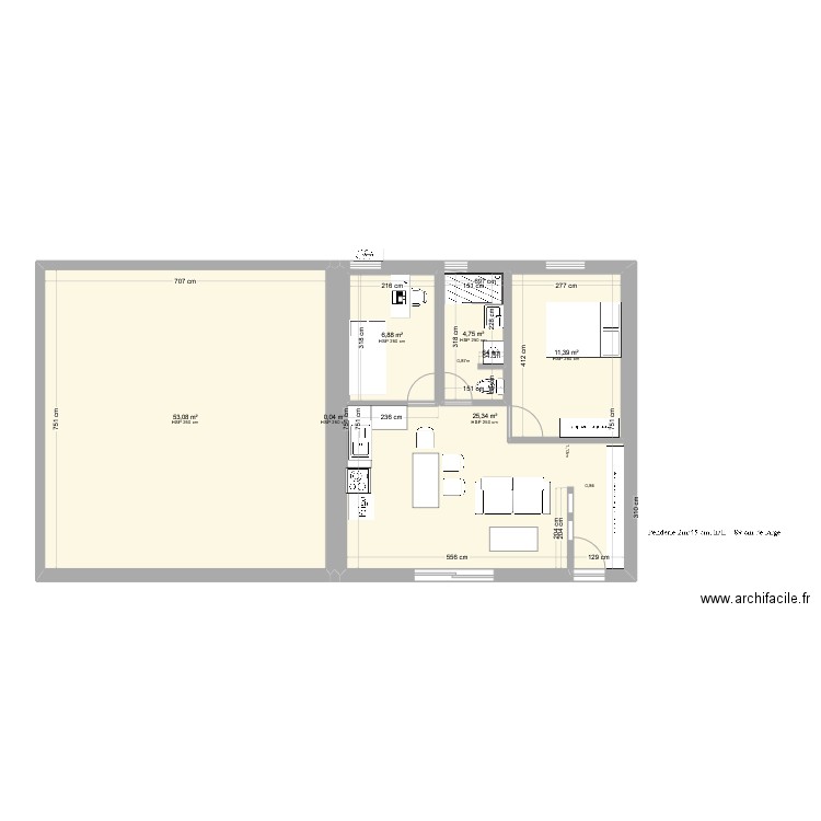 Base Rouge25. Plan de 6 pièces et 128 m2