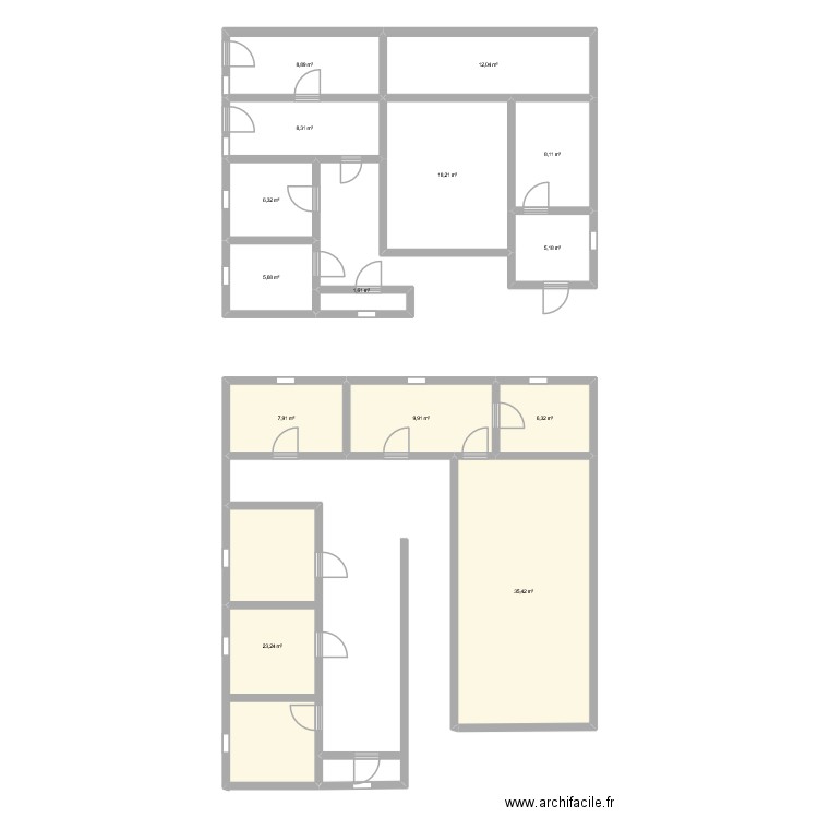 Plan CSG. Plan de 14 pièces et 157 m2