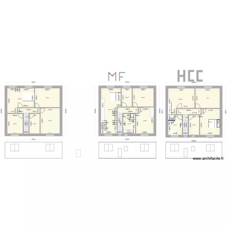Marange simple. Plan de 18  et 199 m²