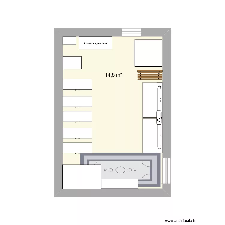 gym. Plan de 1  et 15 m²
