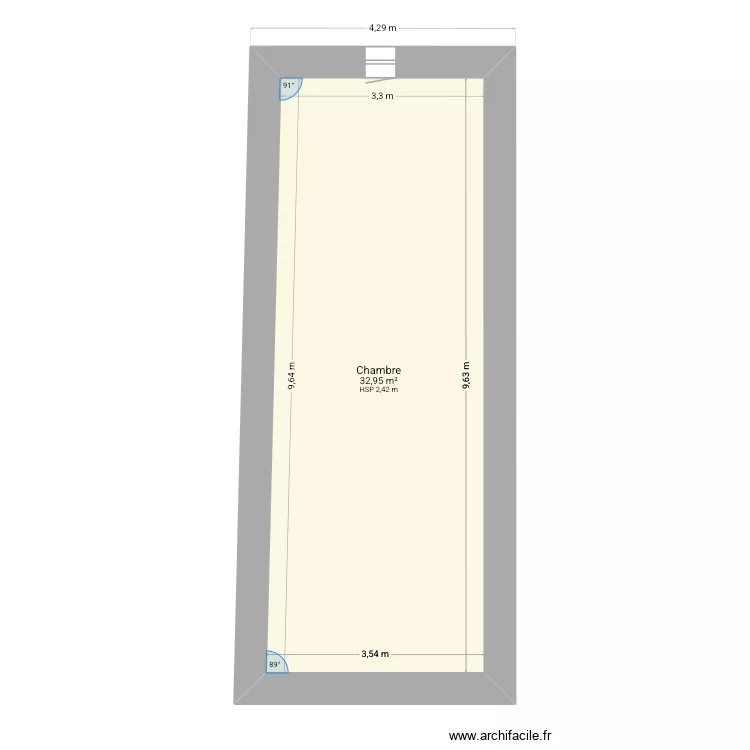 plan apr&egrave;s r&eacute;no. Plan de 1 Pièce et 33 m²