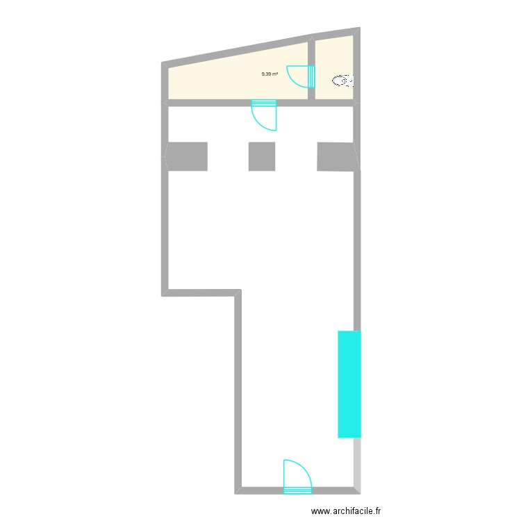 Shop Cannes. Plan de 1 pièce et 9 m2