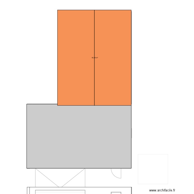 DaM2. Plan de 1 pièce et 61 m2