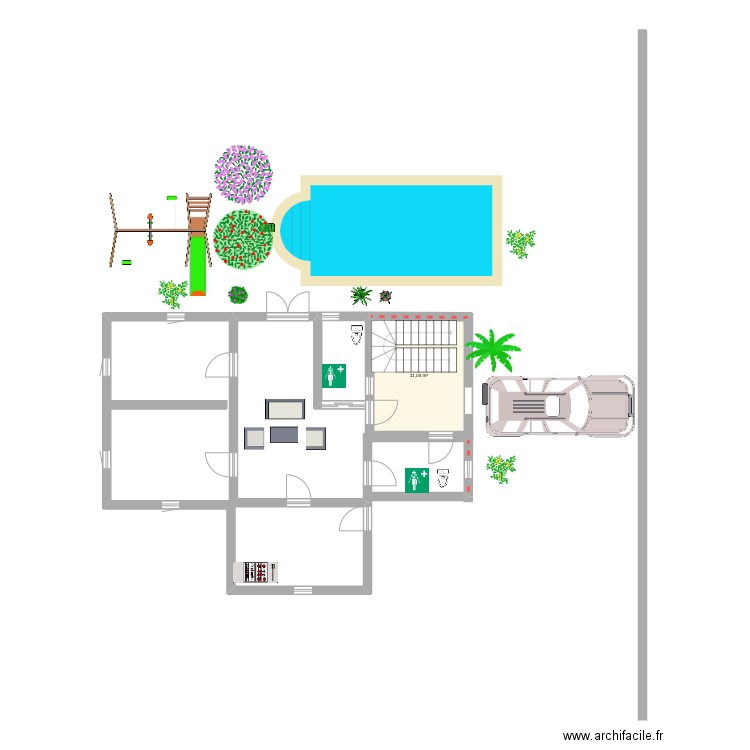 ambigu. Plan de 1 pièce et 11 m2