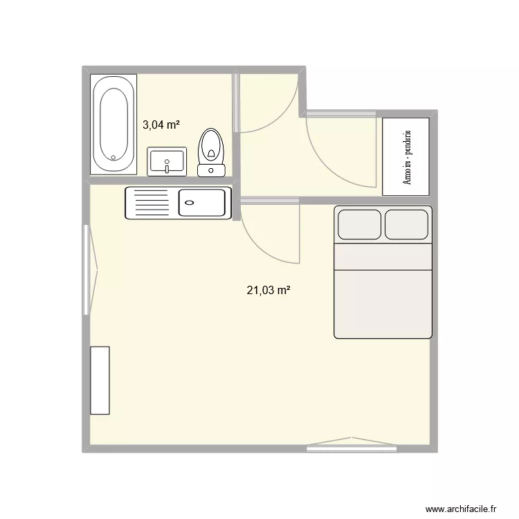 Elliot. Plan de 2 Pièces et 24 m²