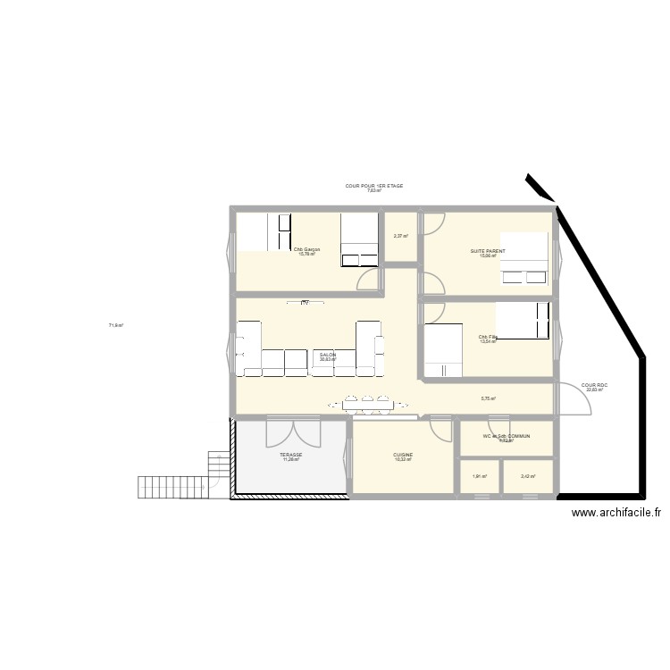 MaMaïe. Plan de 14 pièces et 217 m2