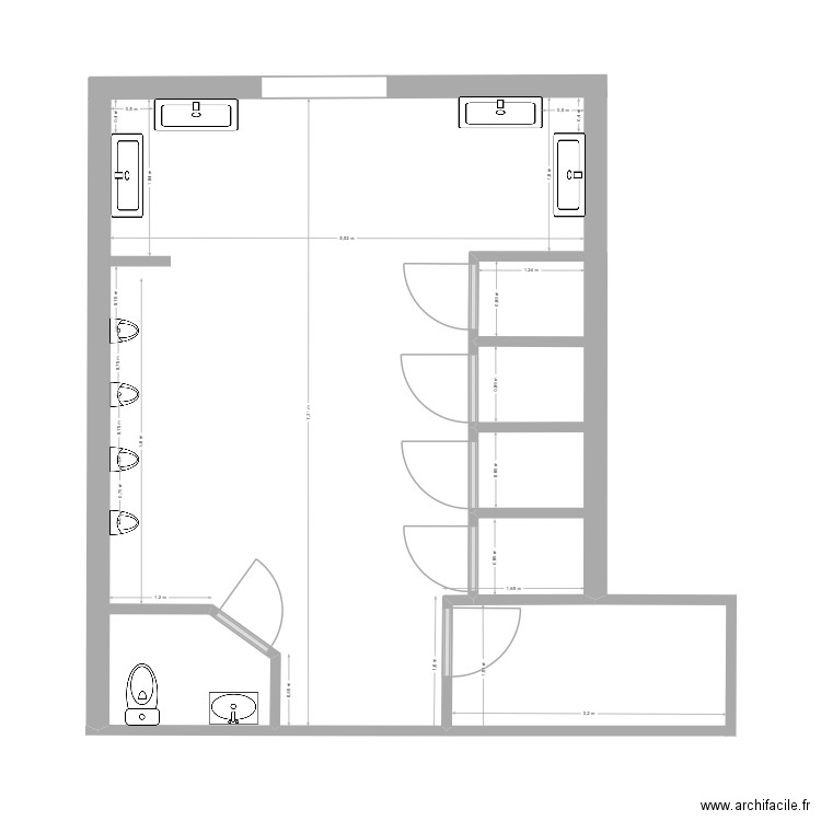 wallon sanitaires. Plan de 0 pièce et 0 m2