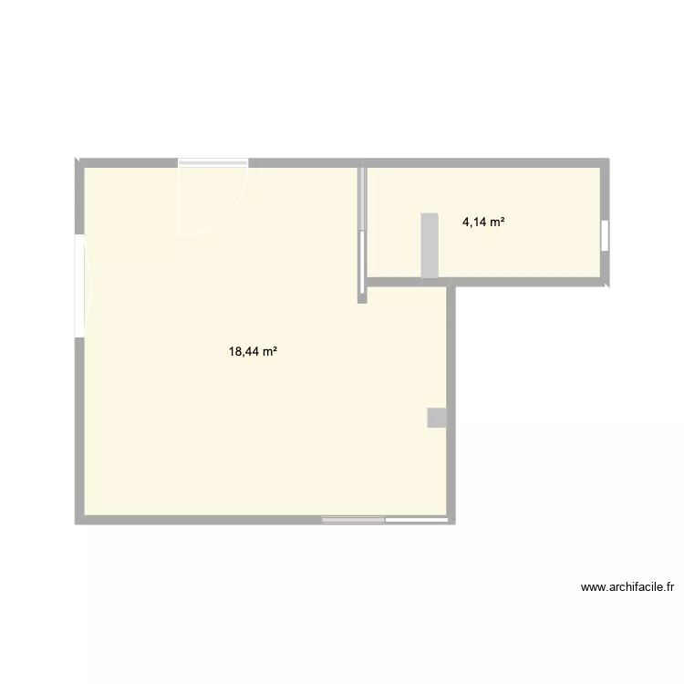 Studio 3. Plan de 2  et 23 m²