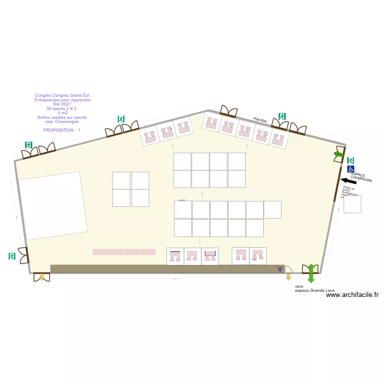 Congr&egrave;s Congr&egrave;s Grand Est  Entreprendre pour Apprendre Mai 2027  espace champagne prop 1. Plan de 1  et 584 m²