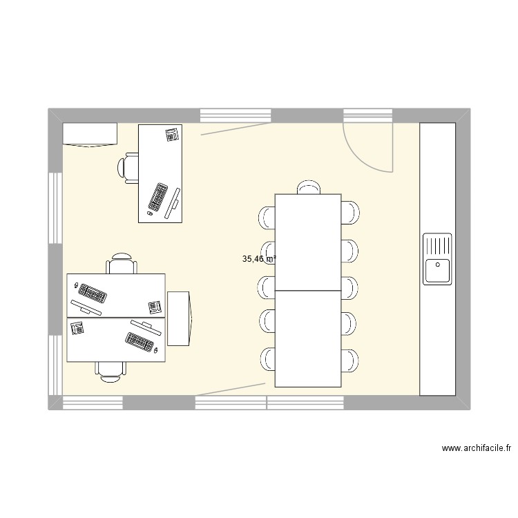 Salle VIP. Plan de 1 pièce et 35 m2
