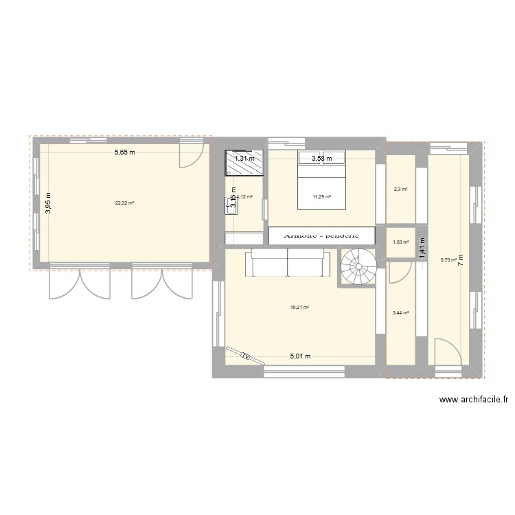 Plan maison sans agrandissement definitif. Plan de 13 pièces et 108 m2