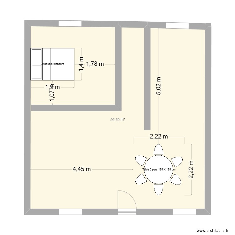 projet. Plan de 1 pièce et 56 m2