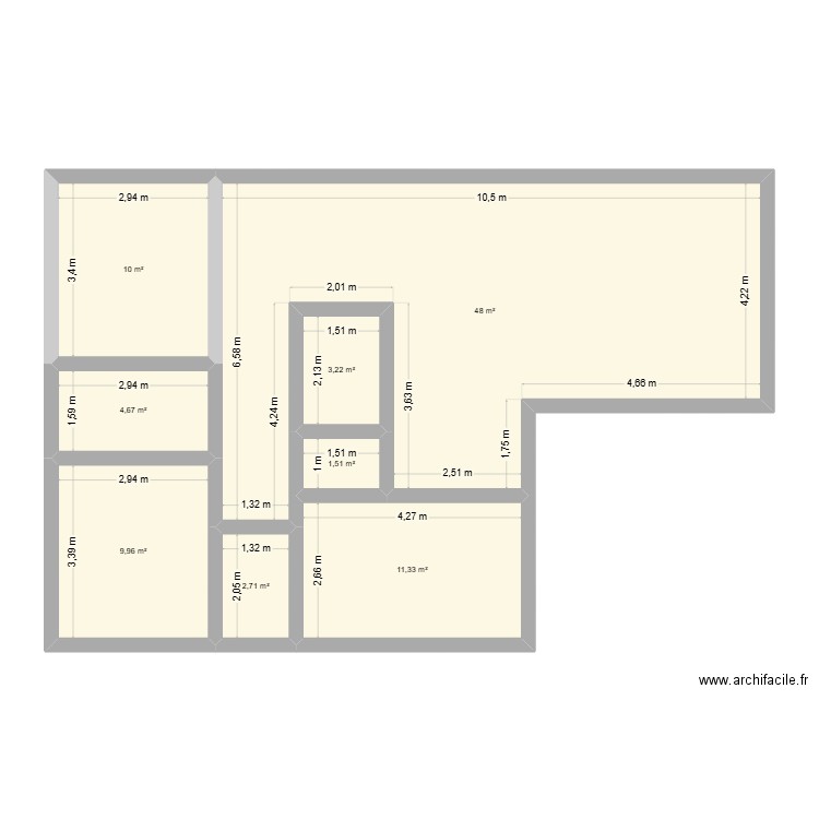 Maison Plain pied 4Ch 100m2. Plan de 8 pièces et 91 m2