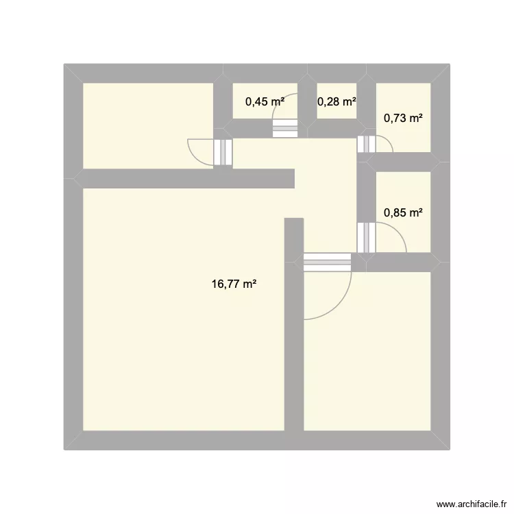 1er etage. Plan de 5  et 19 m²