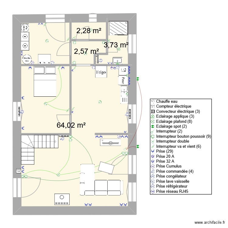 Joris. Plan de 4 pièces et 73 m2