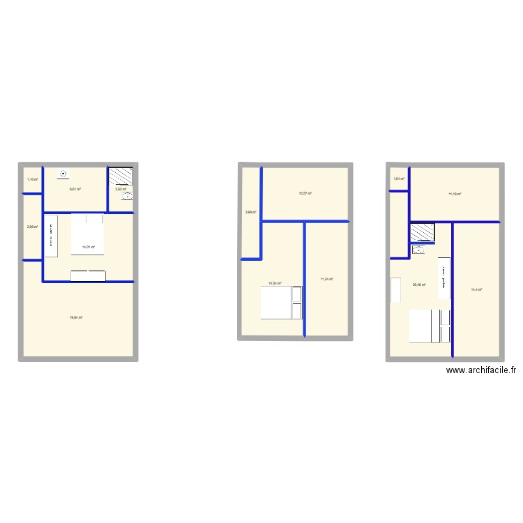 essai3. Plan de 14 pièces et 135 m2