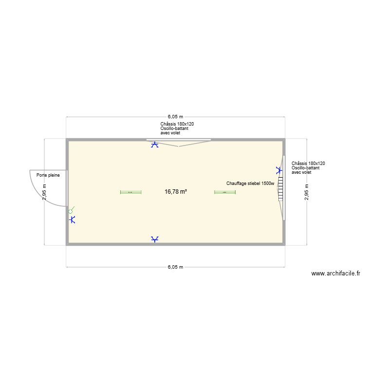 Philippe Rasse. Plan de 1 pièce et 17 m2